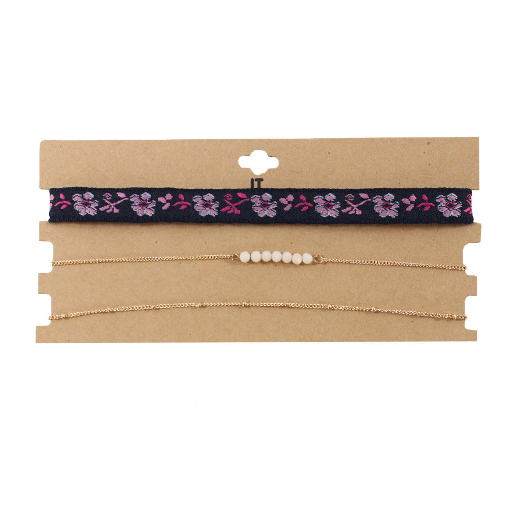 Embroidered Choker Set - Denny's