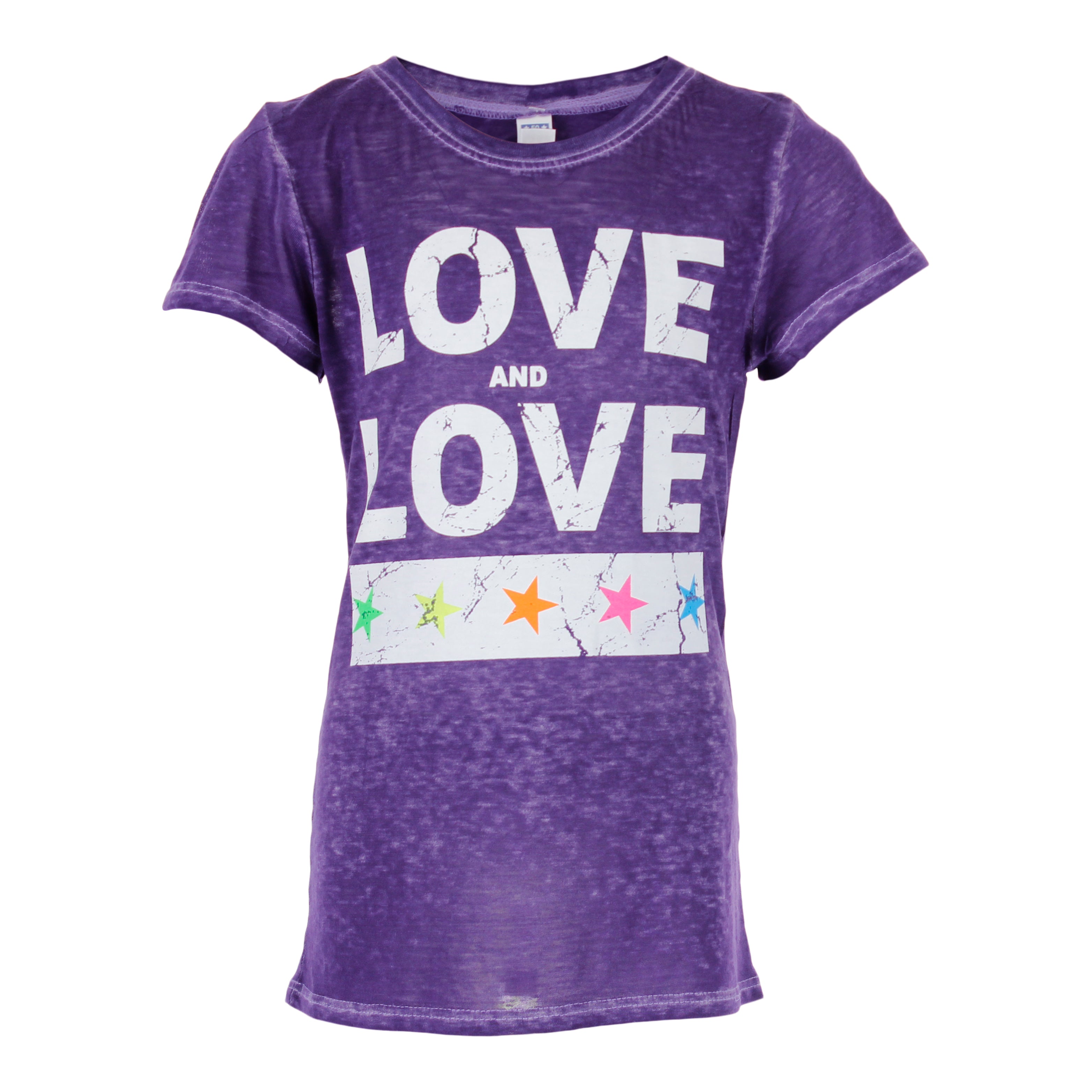 Short Sleeve Burn Out Top with Love & Stars - Denny's