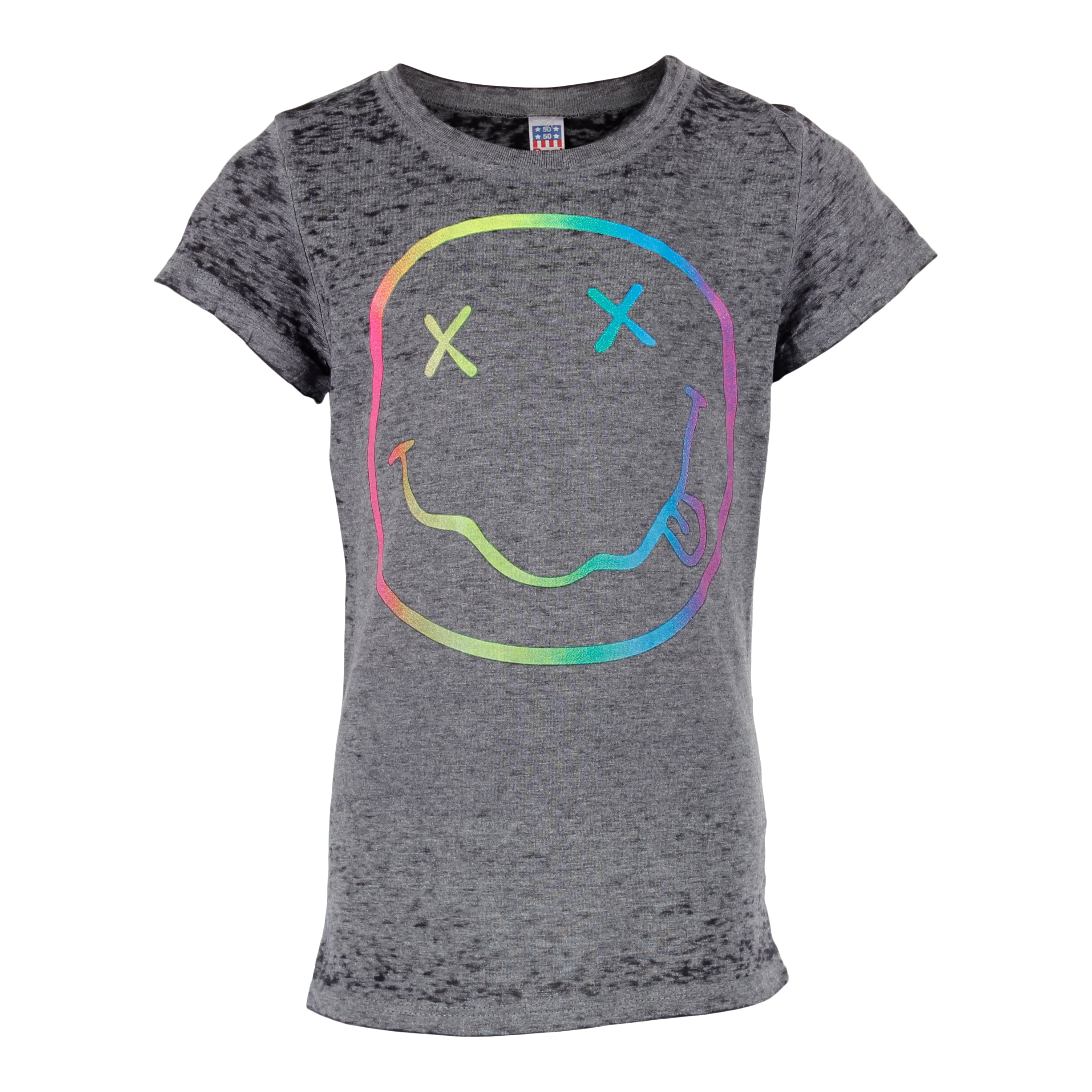Short Sleeve Burn Out Top with Smiley - Denny's