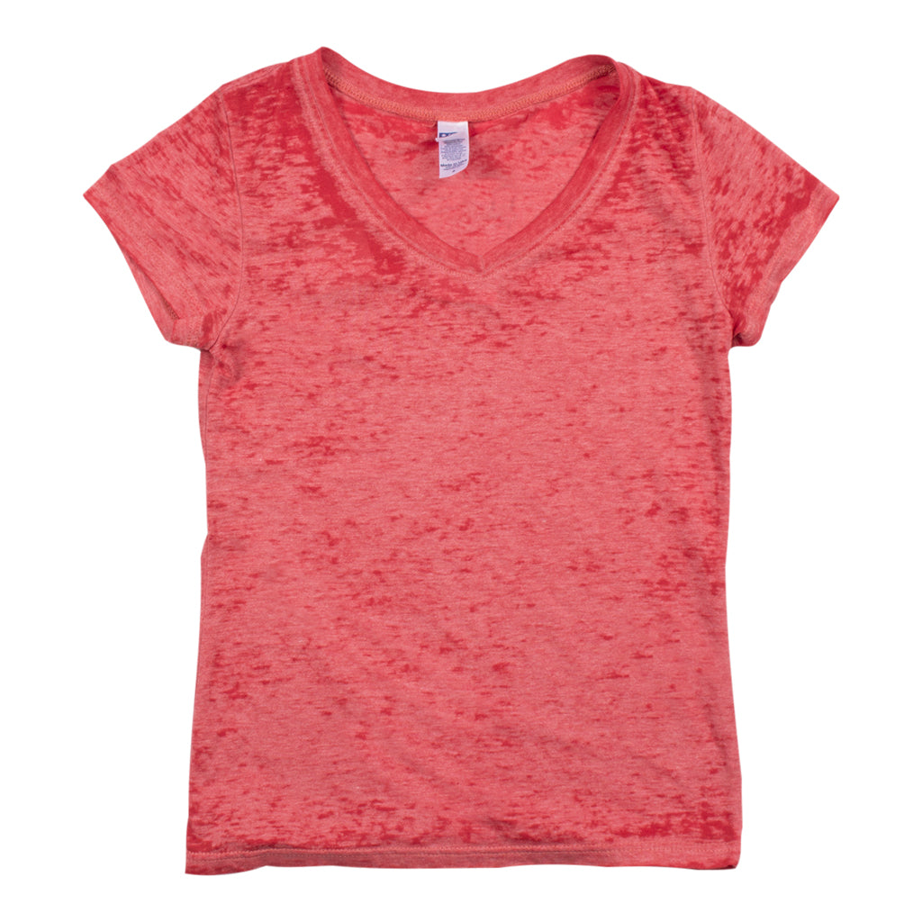 Short Sleeve Burn Out V-Neck Top - Denny's