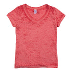 Short Sleeve Burn Out V-Neck Top - Denny's