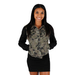 Camo Jacket with Black Fleece Sleeves & Hood - Denny's