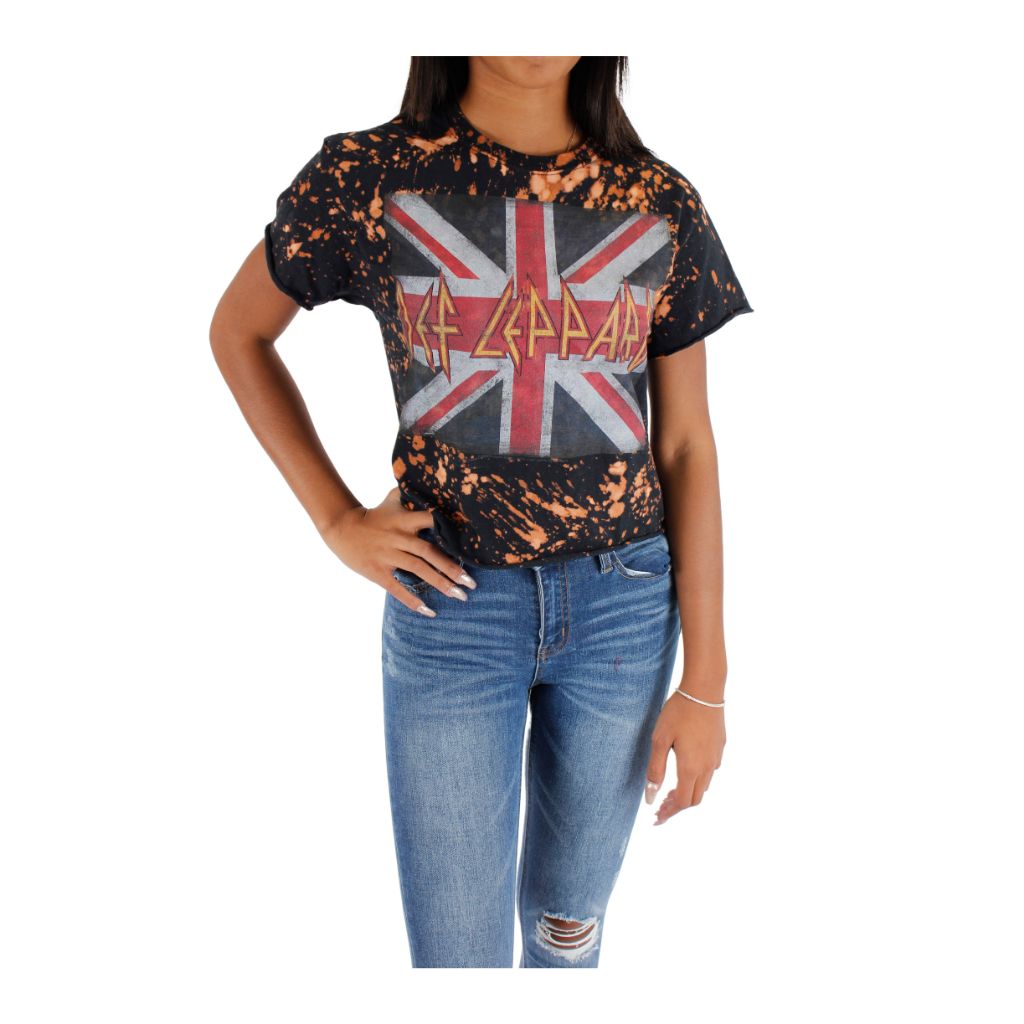Def Leppard Bleached Cropped Union Jack Tee - Denny's