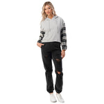 Plaid Sleeve Ripped Hoodie - Denny's
