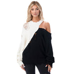 Colorblock Ripped Sweater - Denny's