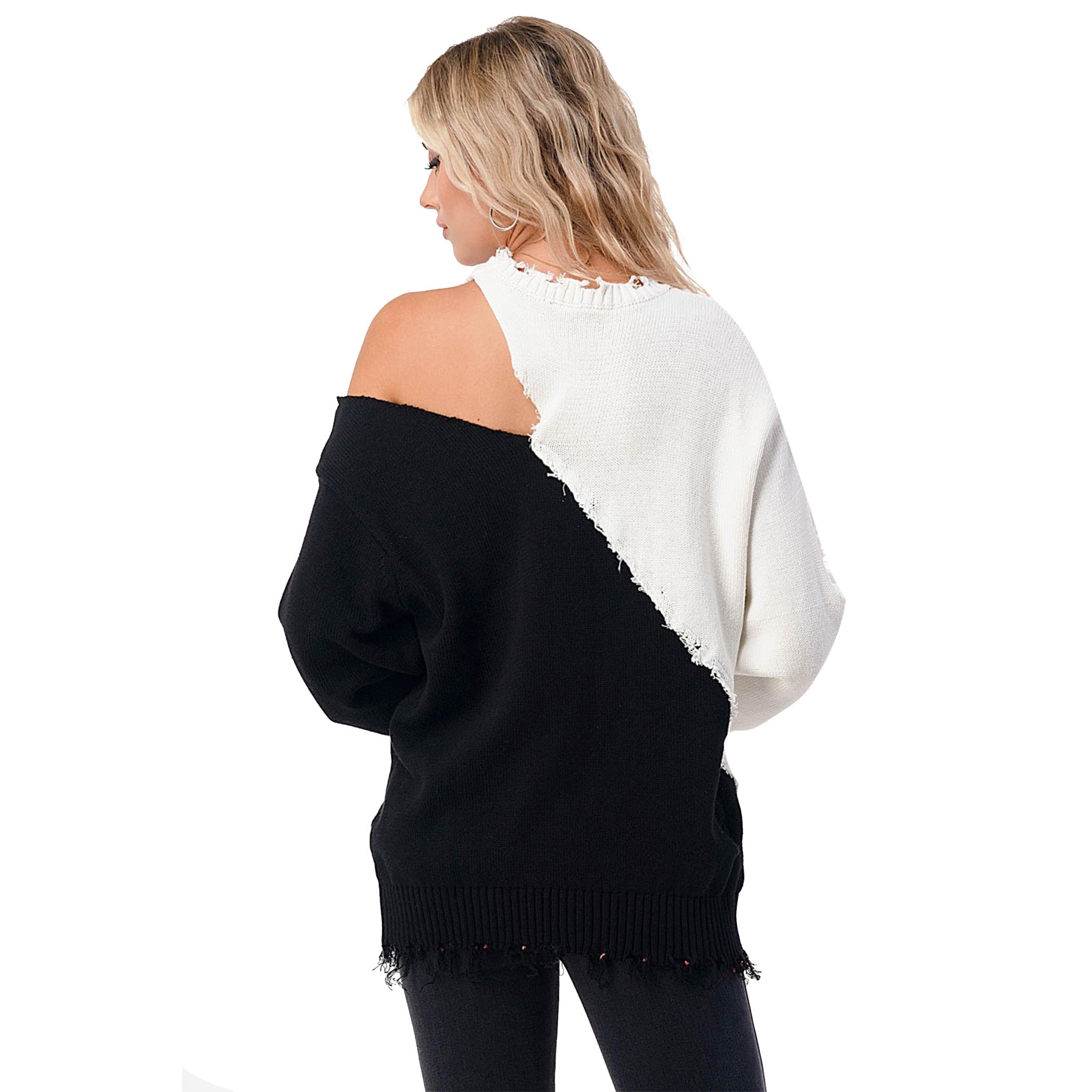 Colorblock Ripped Sweater - Denny's