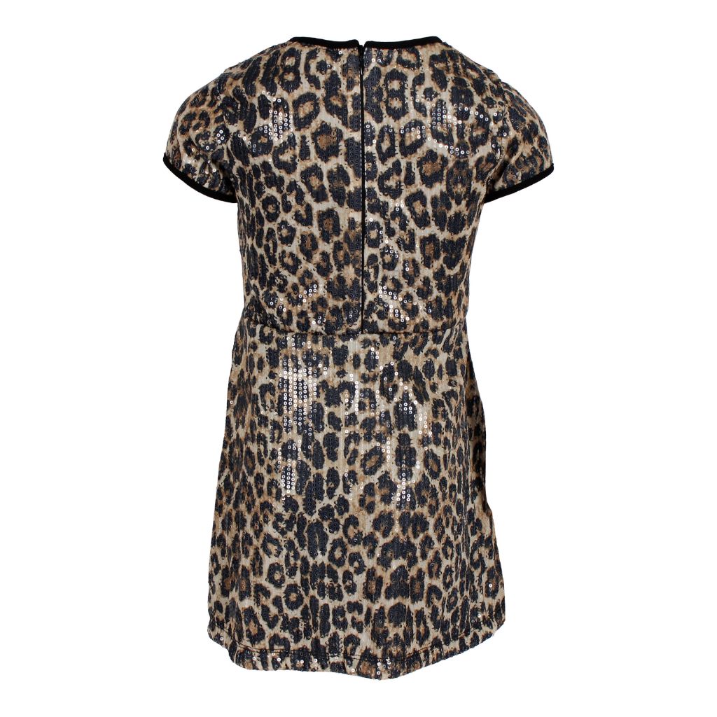 Short Sleeve Leopard Sequin Swing Dress - Denny's