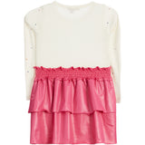 Pink Faux Leather Bottom Dress - Denny's