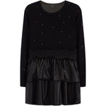Scattered Stones Pleather Ruffle Bottom Dress - Denny's