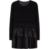 Scattered Stones Pleather Ruffle Bottom Dress - Denny's