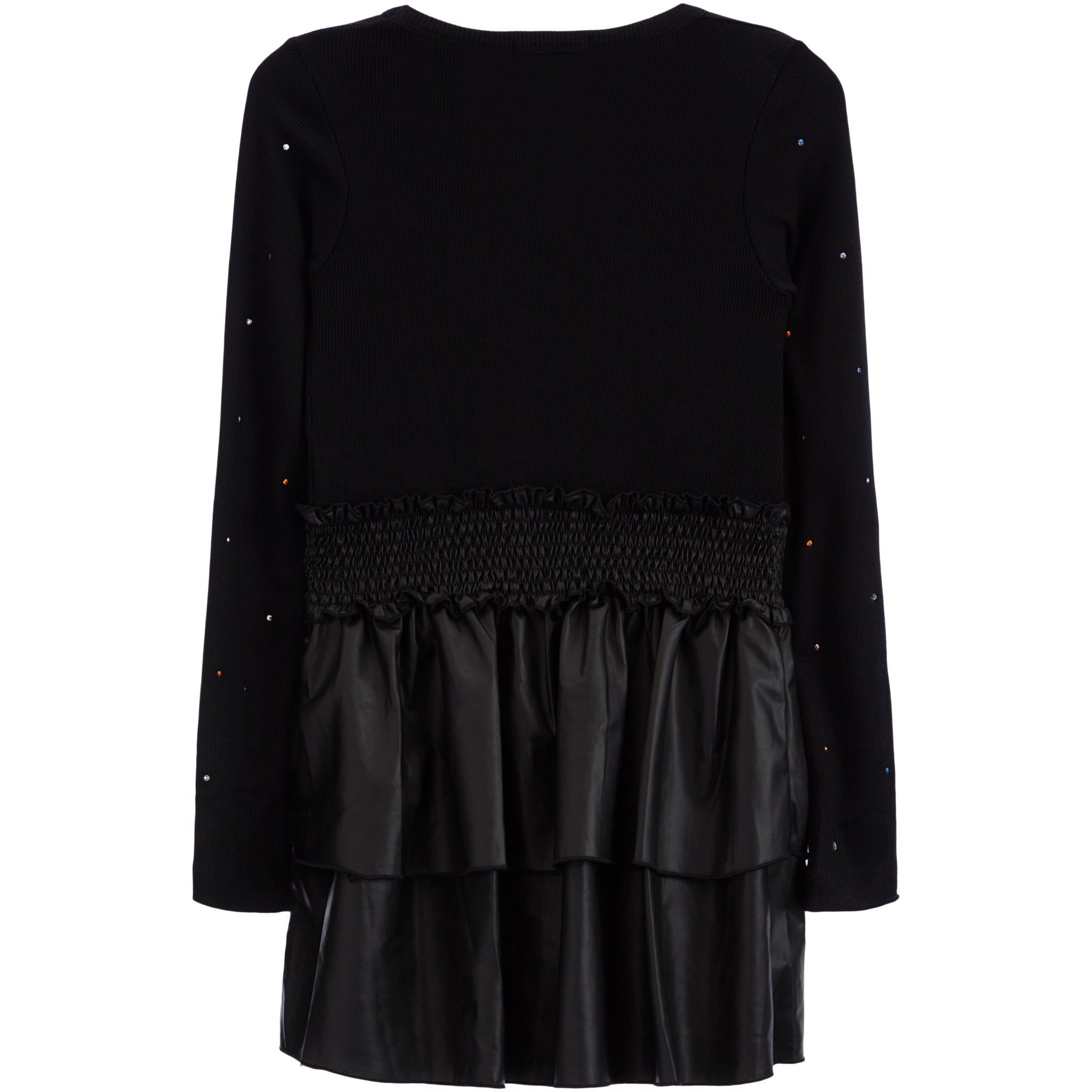 Scattered Stones Pleather Ruffle Bottom Dress - Denny's