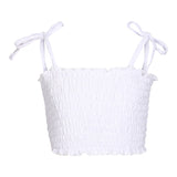 Tie Straps Eyelet Smocked Top - Denny's