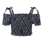 Flutter Sleeve Smocked BandanaTop - Denny's
