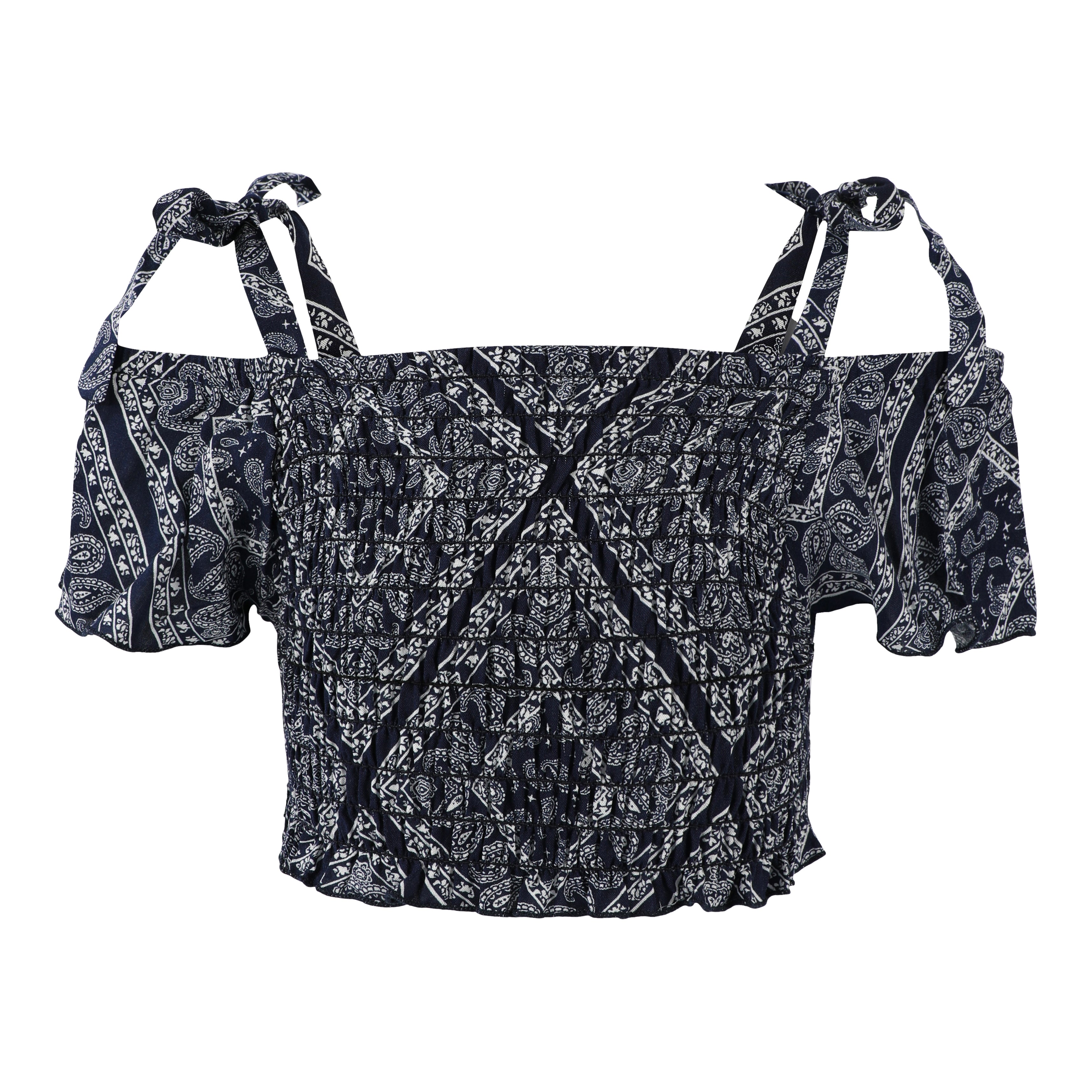 Flutter Sleeve Smocked BandanaTop - Denny's