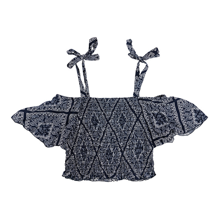 Bandana Print Flutter Sleeve Top - Denny's