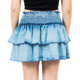 Chambrey Smocked Mini Skirt - Denny's