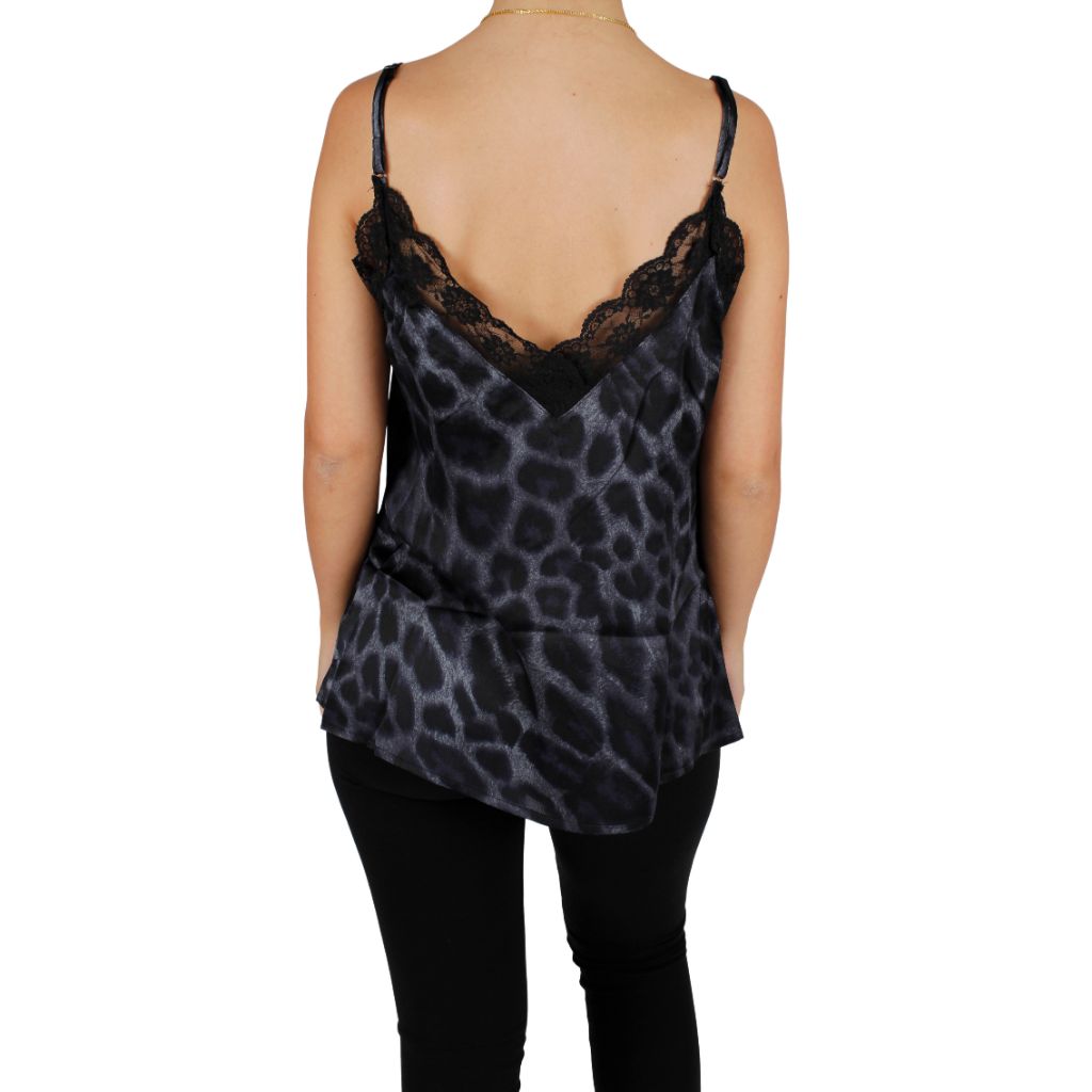 Leopard Lace Trim Cami - Denny's