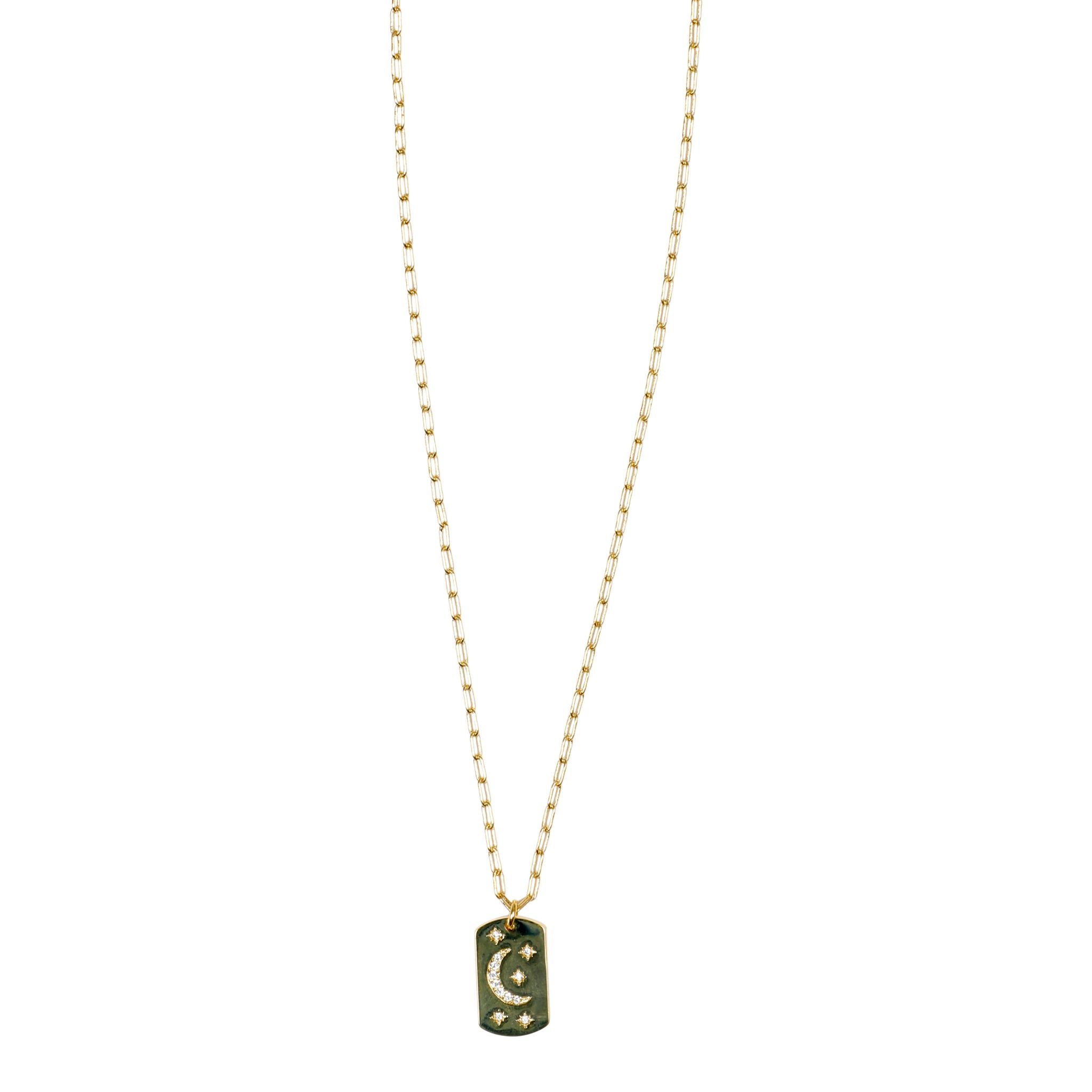 Dog Tag Stars & Moon Bling Necklace - Denny's