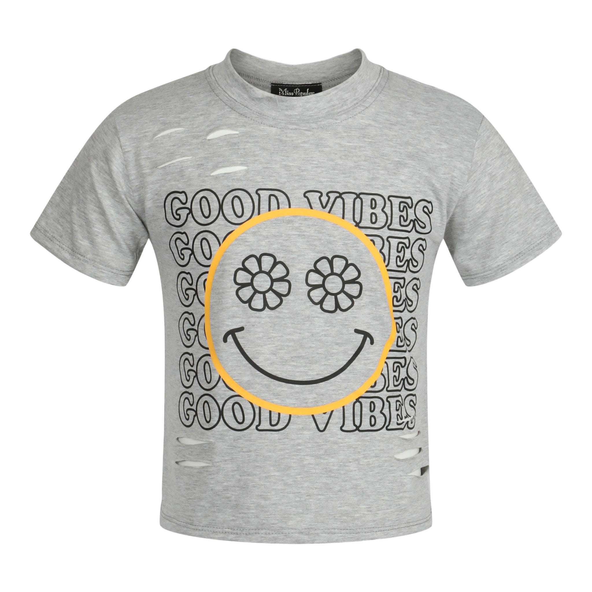 Good Vibes Tee With Destruction - Denny's