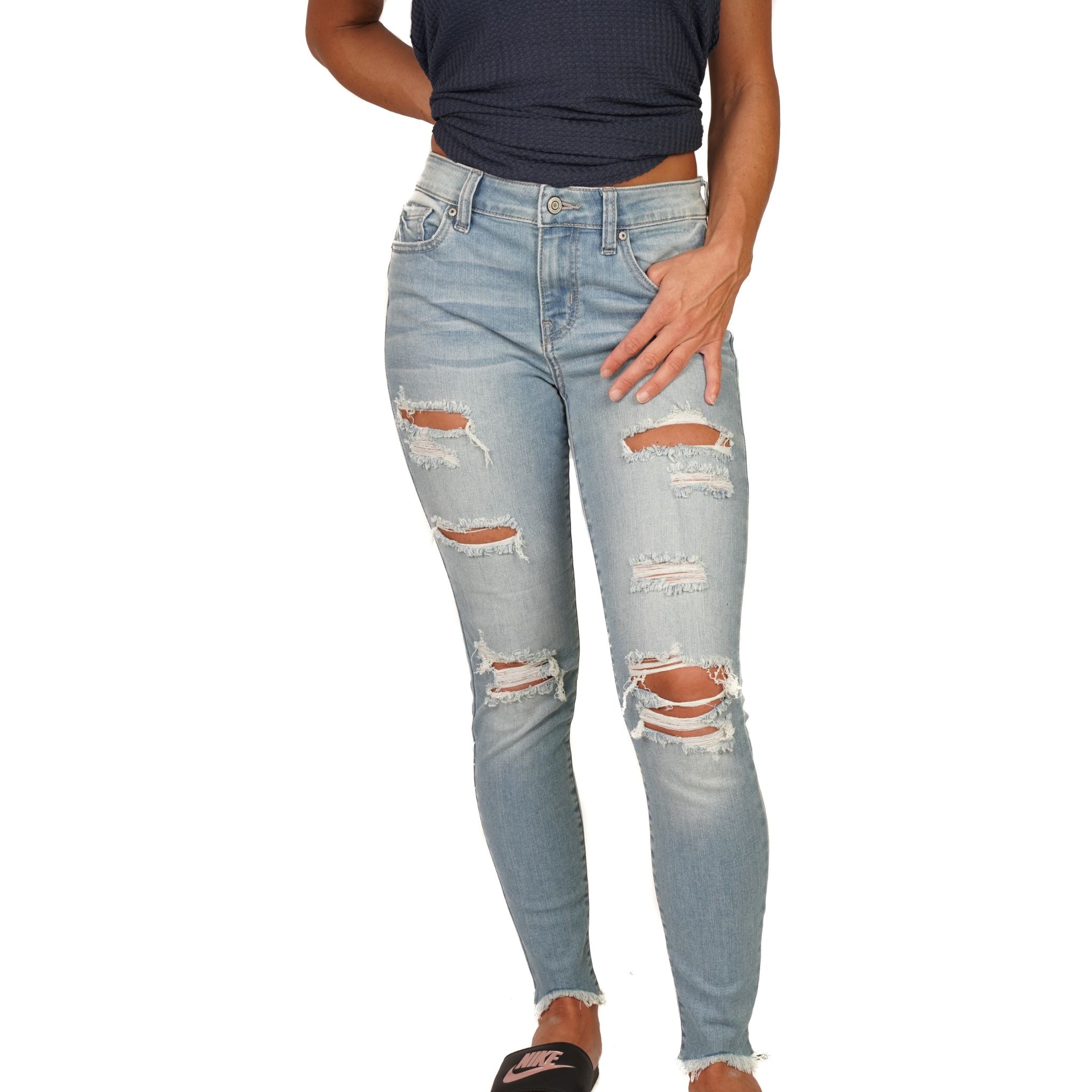 Jude Mid Rise Distressed Skinny Jean - Denny's