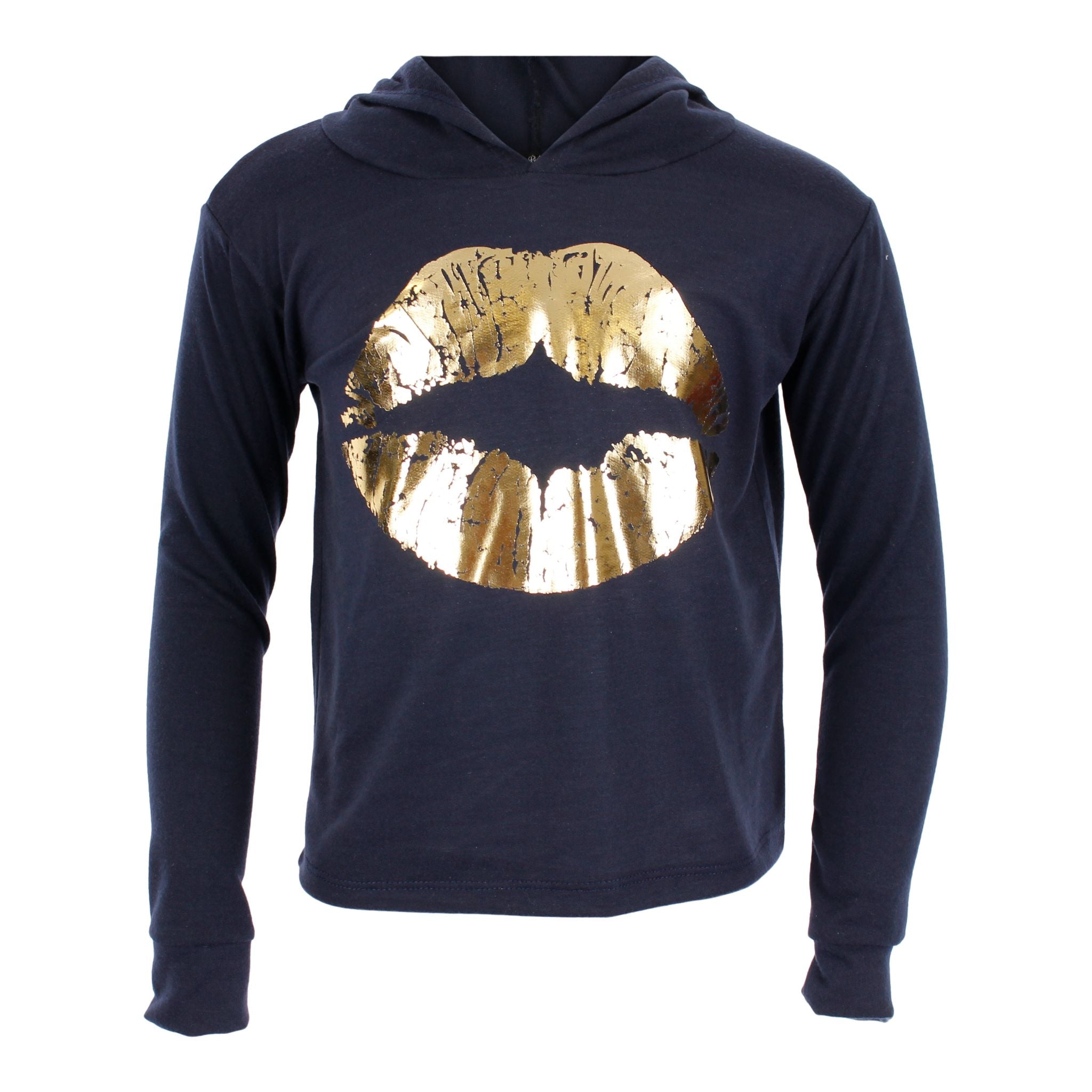 French Terry Long Sleeve Hoody with Gold Foil Lip - Denny's
