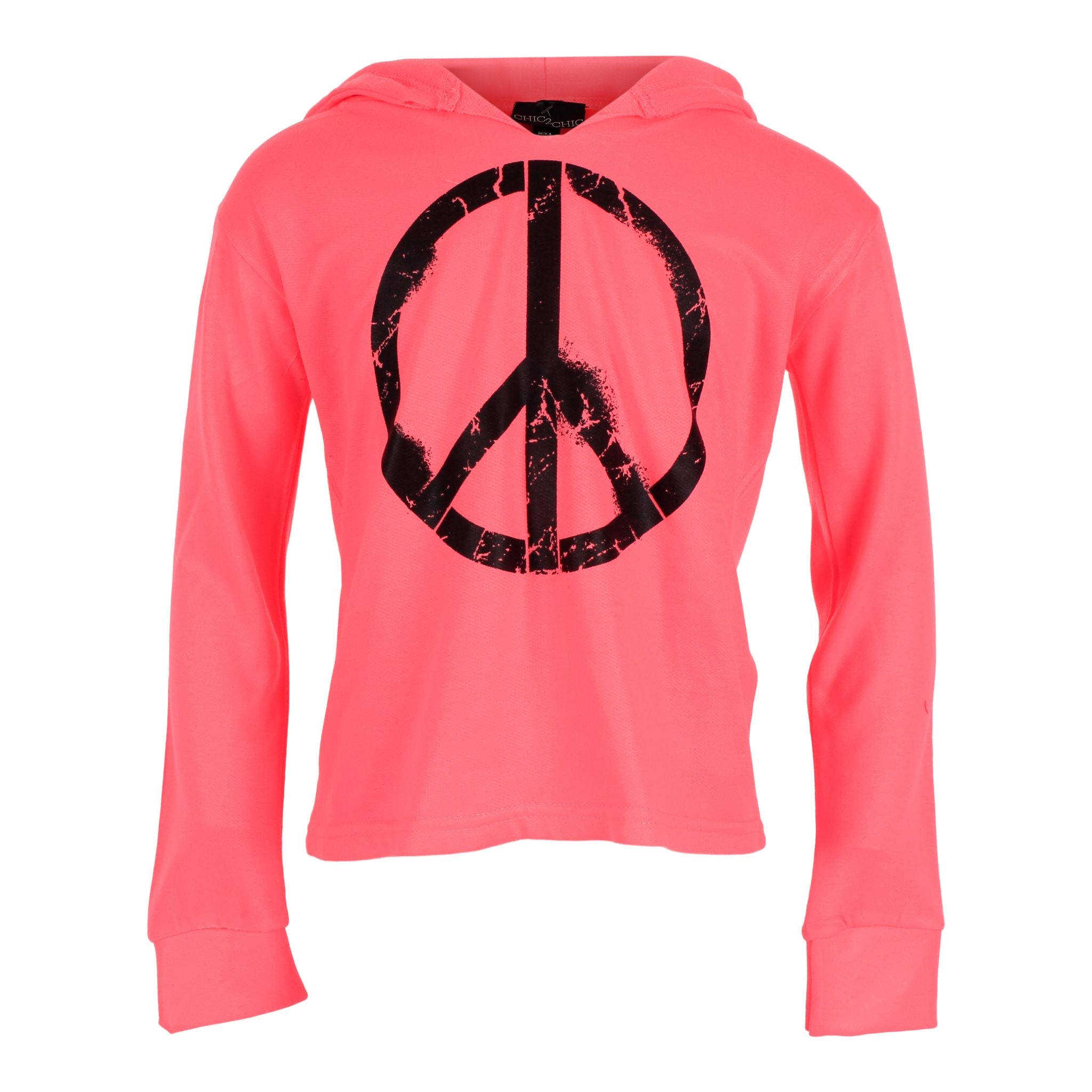 Long Sleeve Peace Hoodie with Slashes - Denny's