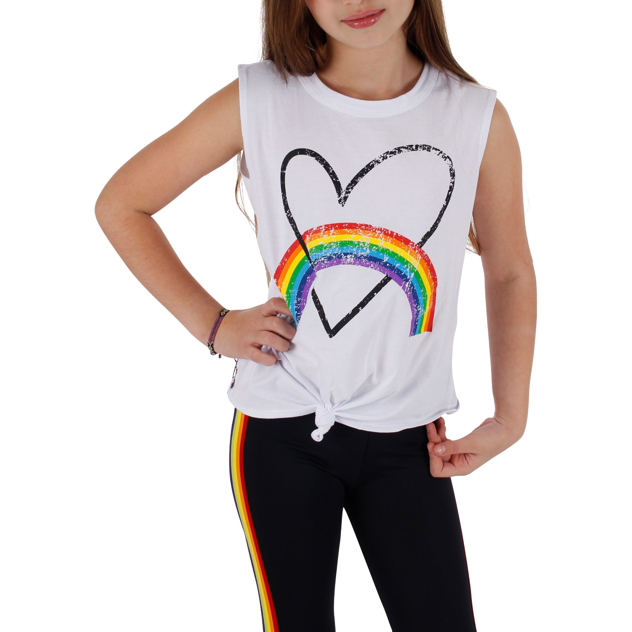 Knot Front Tank with Rainbow Heart - Denny's