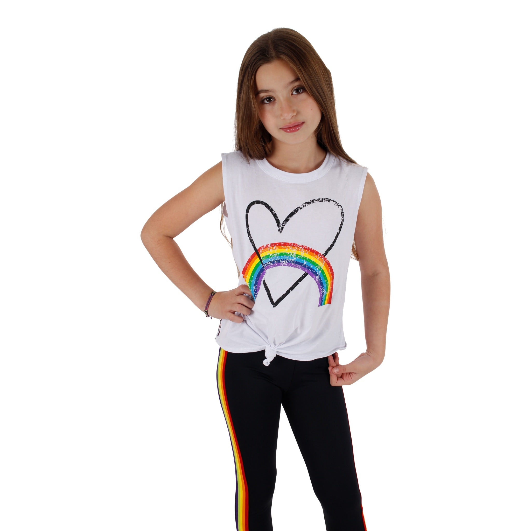 Knot Front Tank with Rainbow Heart - Denny's