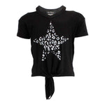 Short Sleeve Clavicle Top with Leopard Star - Denny's
