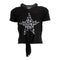 Short Sleeve Clavicle Top with Leopard Star - Denny's