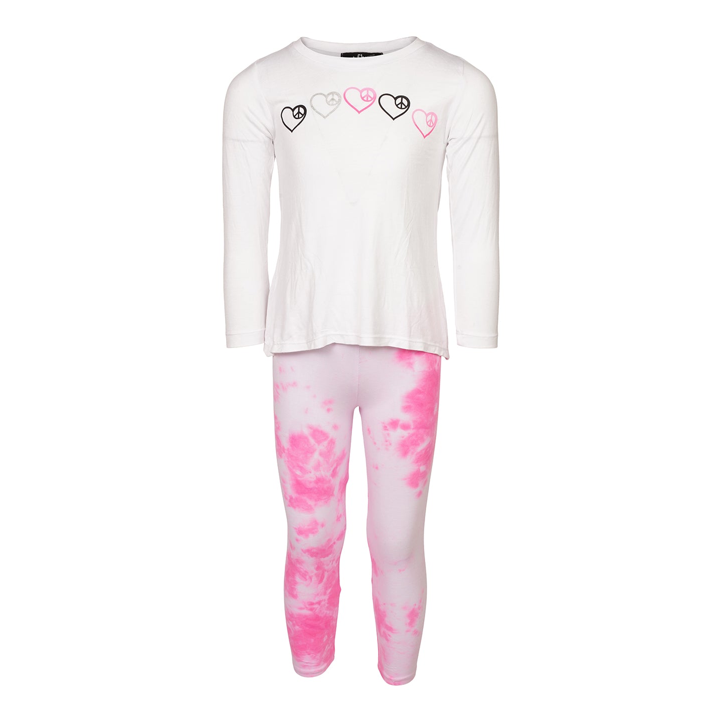 2 Piece Heart Peace Sign Top & Tie Dye Legging Set - Denny's