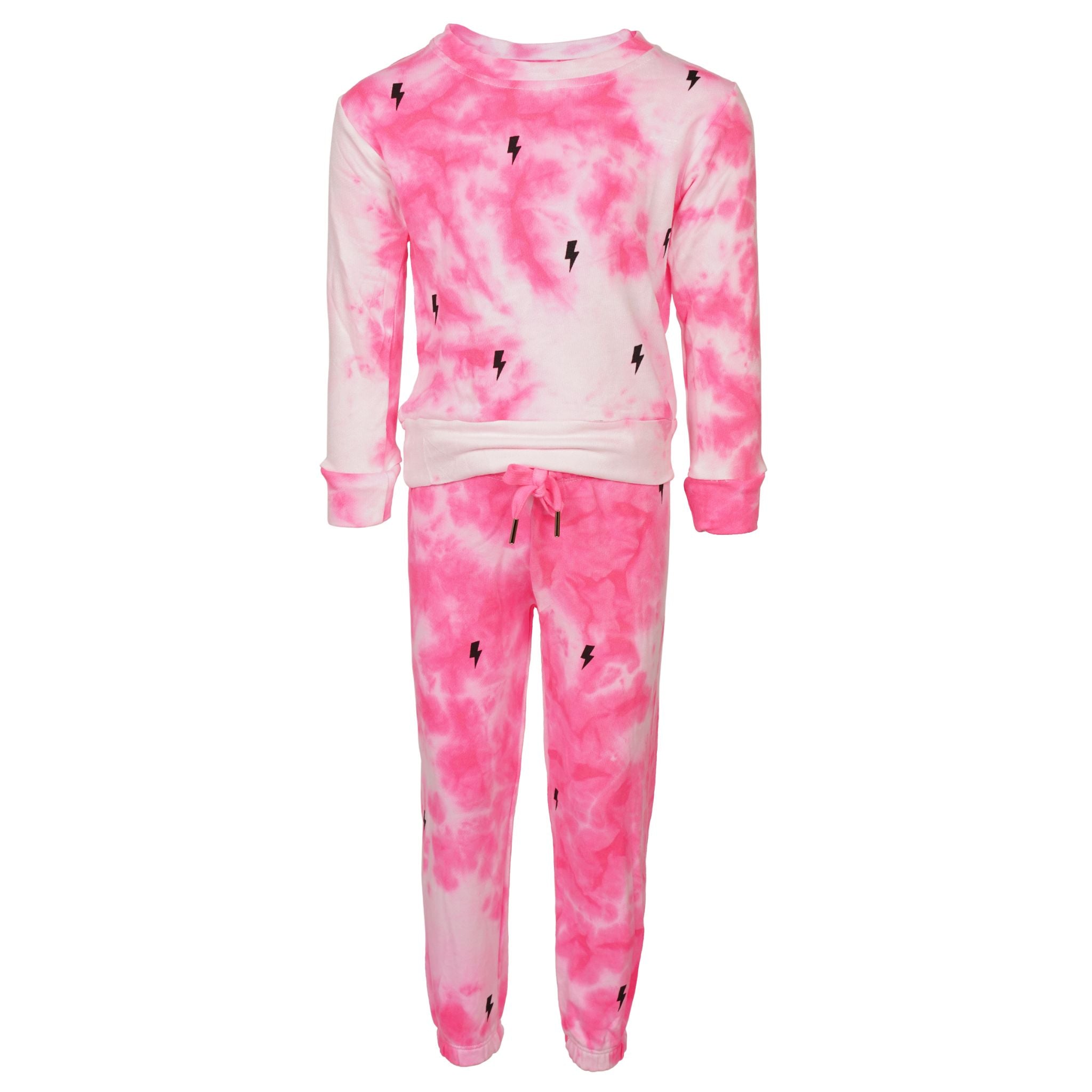 2 Piece Black Bolts Tie Dye Sweatshirt & Sweatpant Set - Denny's