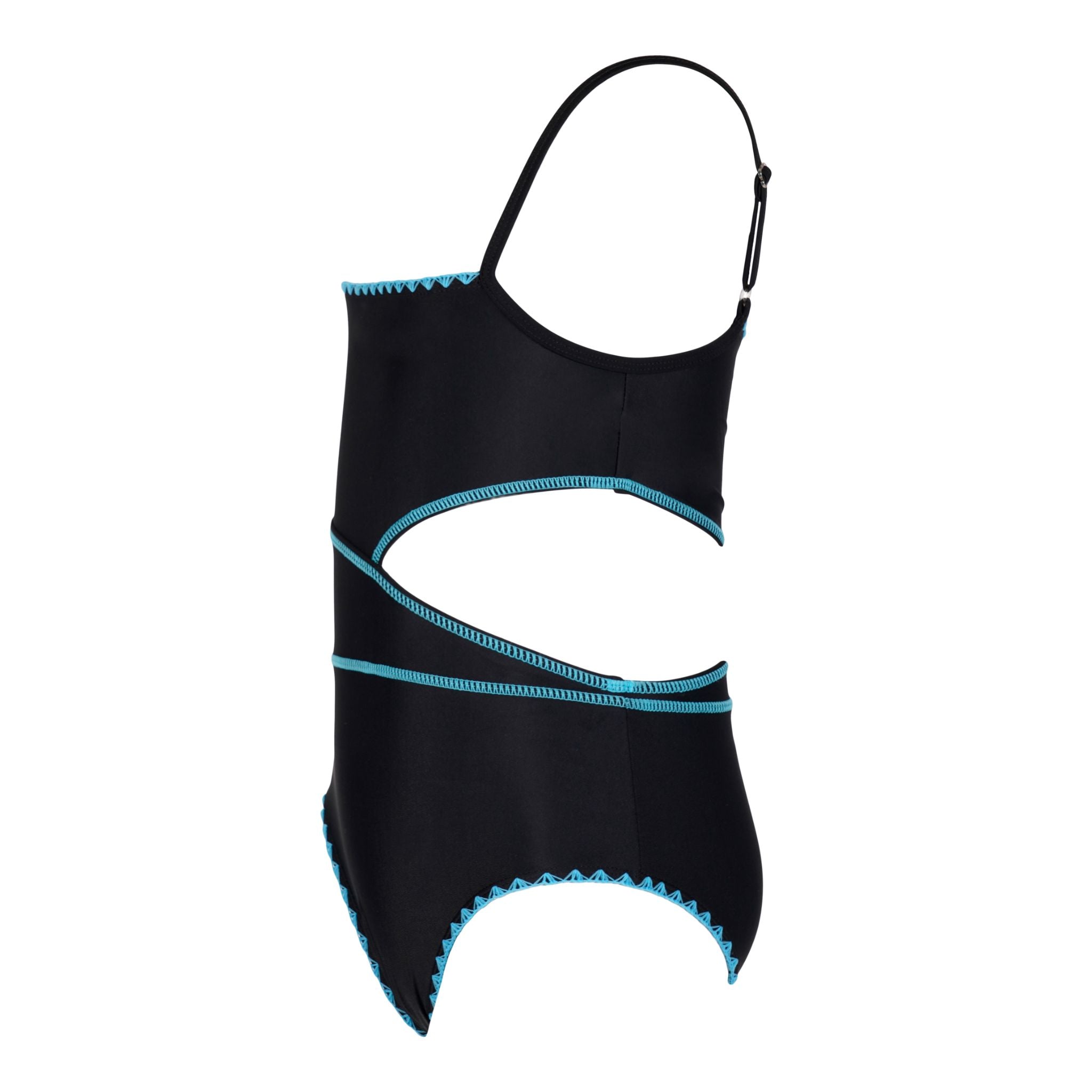 1pc  Cut Out Side Turq Trim Bathing Suit - Denny's