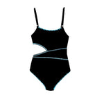 1pc  Cut Out Side Turq Trim Bathing Suit - Denny's