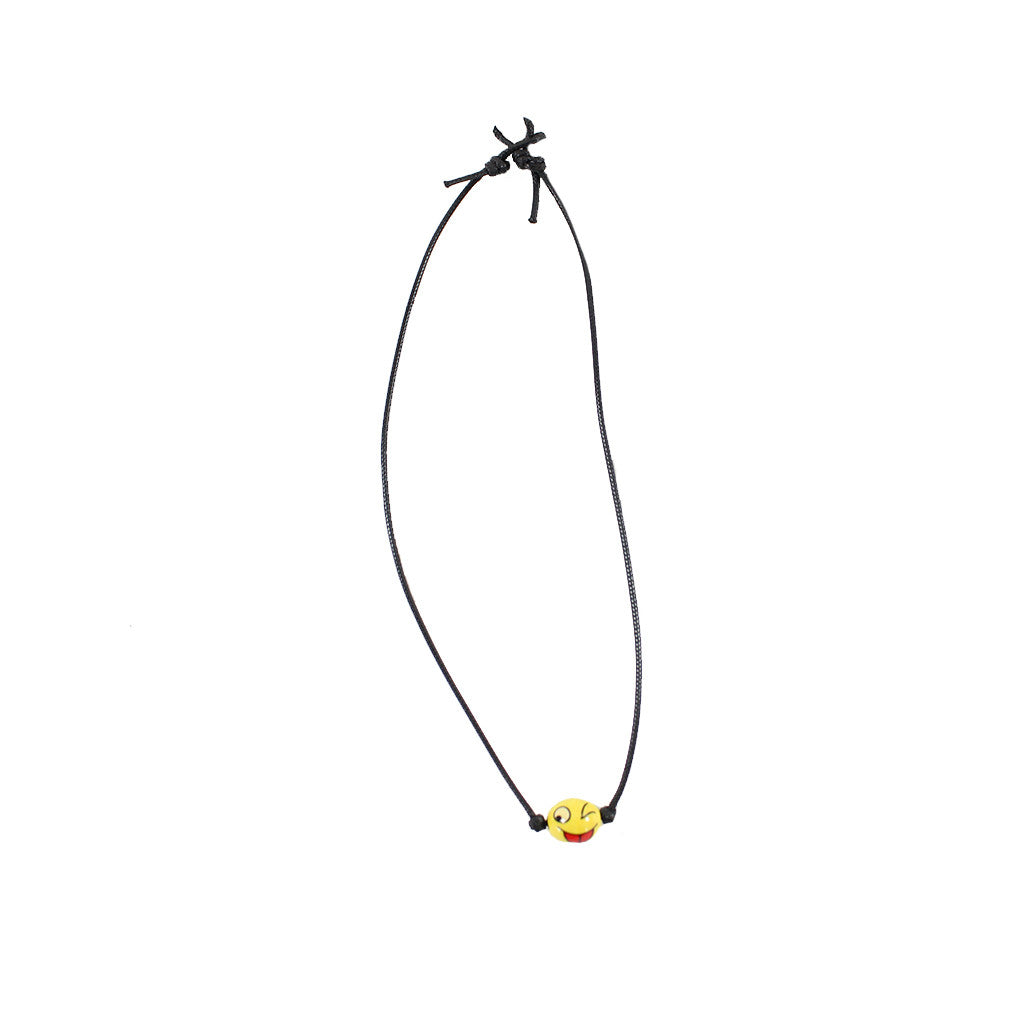 Emoji Bead Black Cord Necklace - Denny's