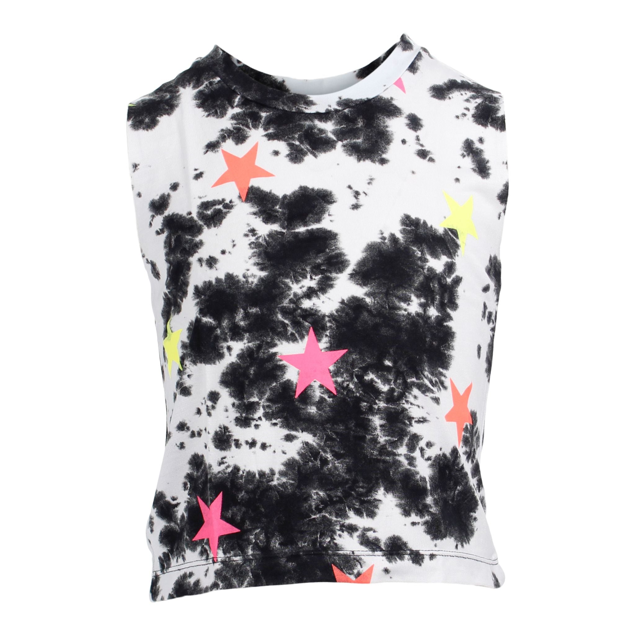 Muscle Hi Lo Tank Tie Dye with Neon Stars - Denny's