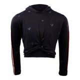 Long Sleeve Twist Front Hoody with All Over Hearts - Denny's