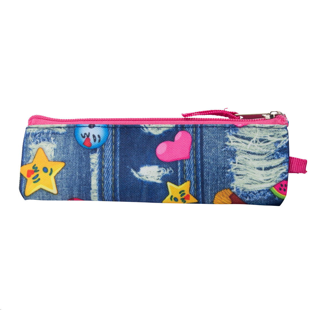 Patchwork Emoji Print Backpack with Pencil Case - Denny's