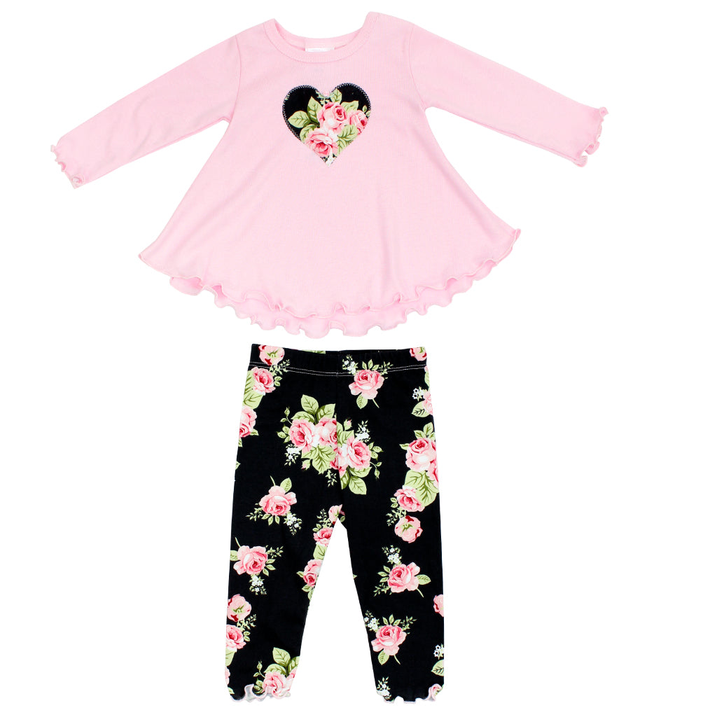 Two Piece Set Thermal with Charcoal Floral Legging - Denny's
