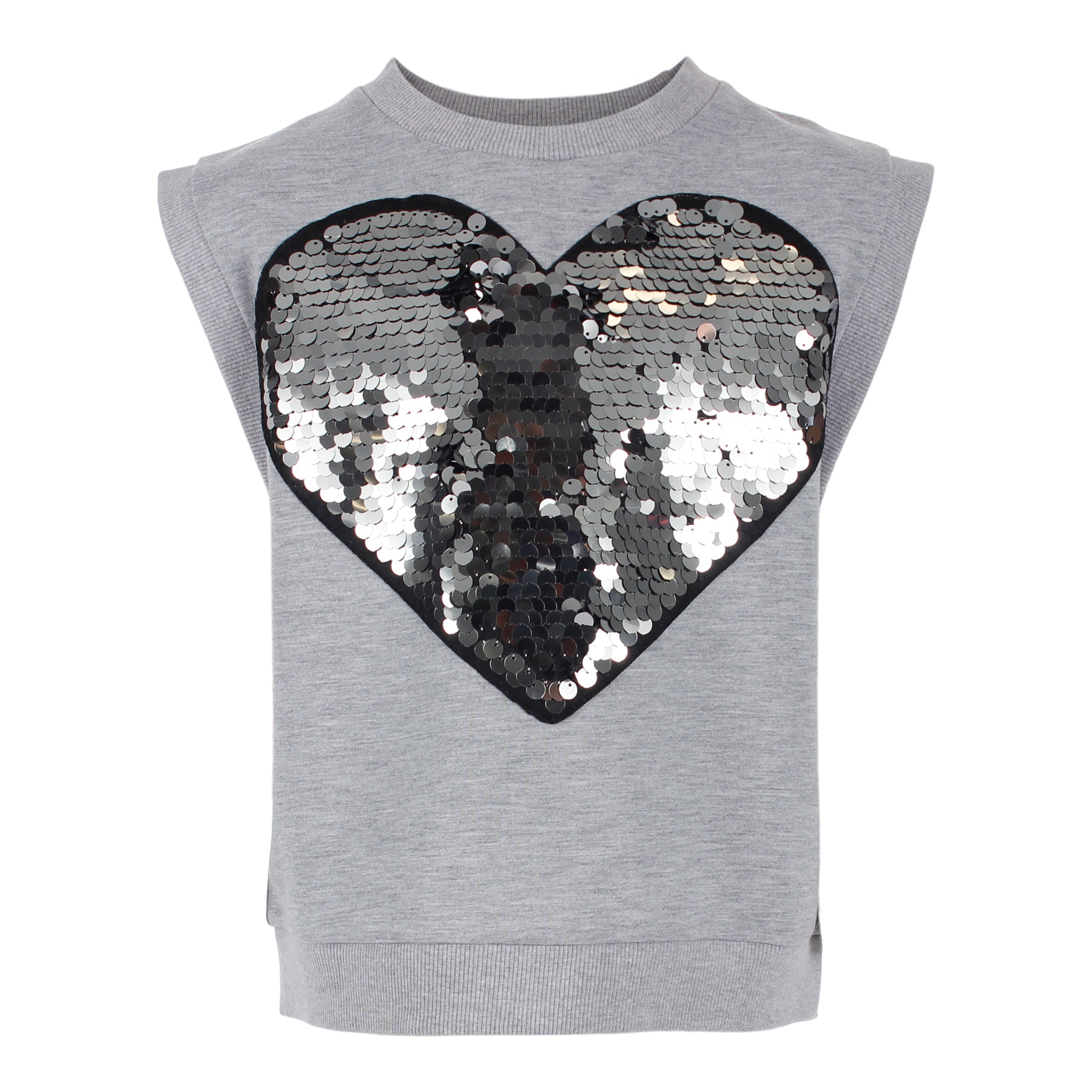 Sequin Heart Sleeveless Sweatshirt - Denny's