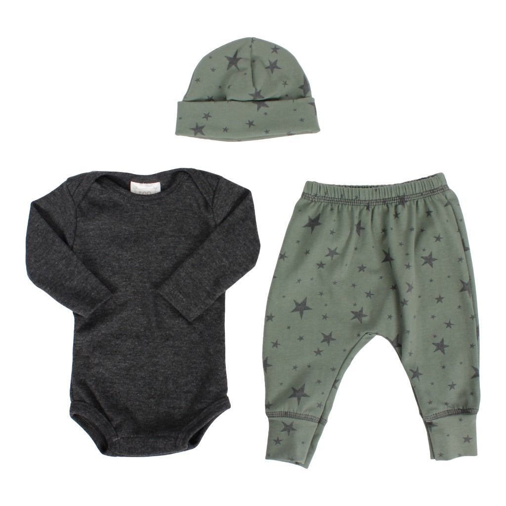 3 Piece Take Home with Charcoal Star Tee & Pant/Hat - Denny's