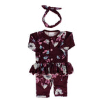 Floral Peplum Violet Coverall with Headband - Denny's