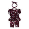 Floral Peplum Violet Coverall with Headband - Denny's