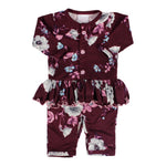 Floral Peplum Violet Coverall with Headband - Denny's