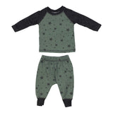 Two Piece Set Raglan Tee Pant Green Star - Denny's