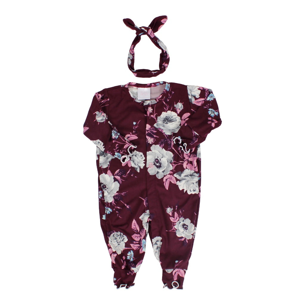 Floral Unionsuit with Headband - Denny's