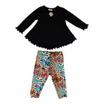Two Piece Legging Set with Black Butterfly Top - Denny's