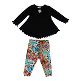 Two Piece Legging Set with Black Butterfly Top - Denny's