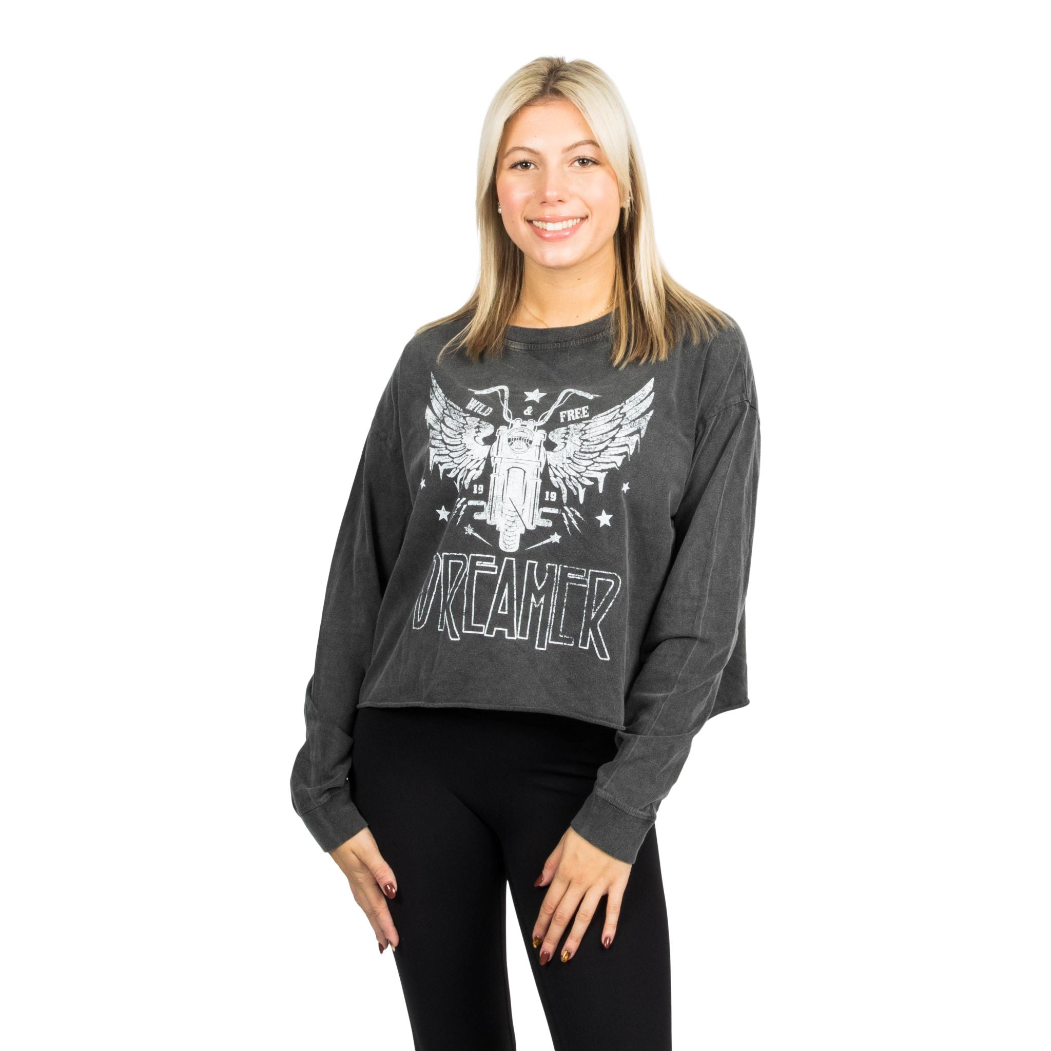 Long Sleeve Dreamer World Tour Crop Tee - Denny's