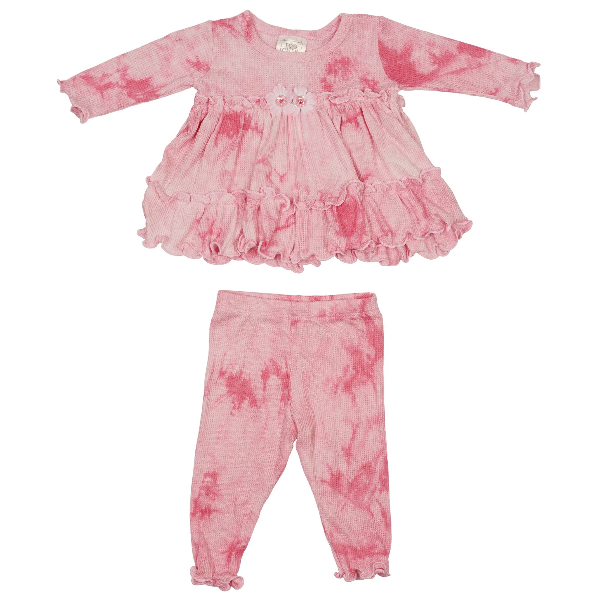 Pink Tie Dye 2 Piece Ruffle Set - Denny's